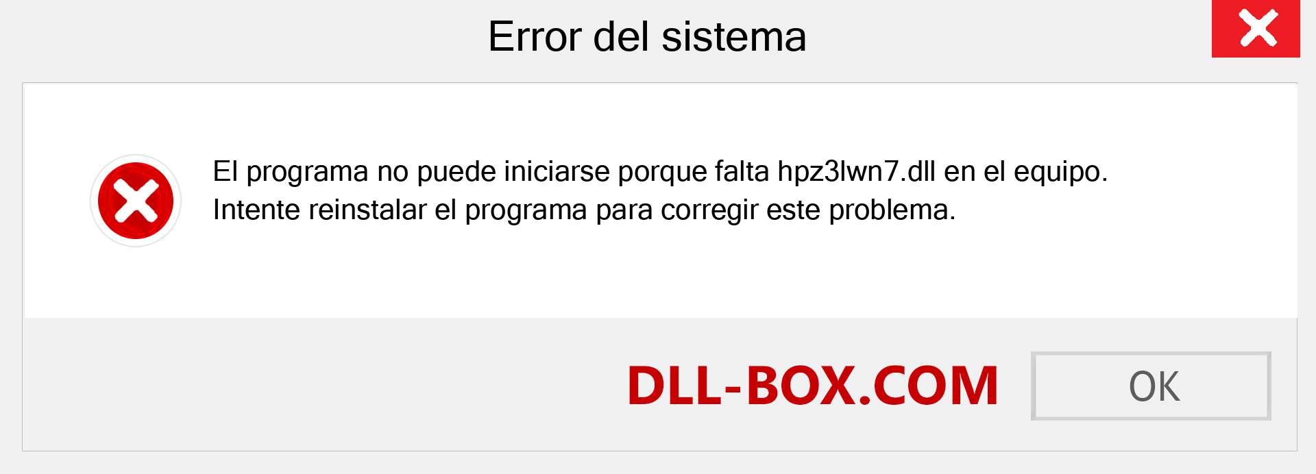 ¿Falta el archivo hpz3lwn7.dll ?. Descargar para Windows 7, 8, 10 - Corregir hpz3lwn7 dll Missing Error en Windows, fotos, imágenes