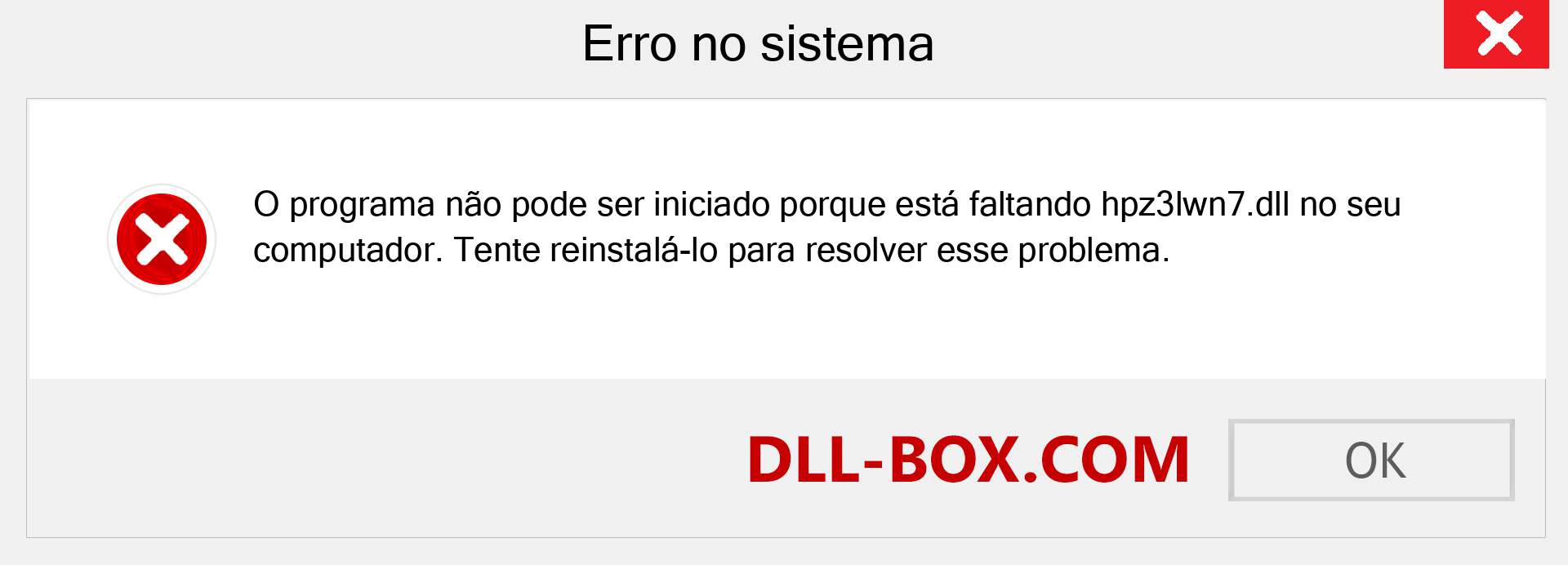 Arquivo hpz3lwn7.dll ausente ?. Download para Windows 7, 8, 10 - Correção de erro ausente hpz3lwn7 dll no Windows, fotos, imagens